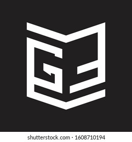 GF Logo Emblem Monogram With Shield Style Design Template Isolated On Black Background