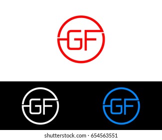 Gf Logo. Letter Design Vector with Red and Black Gold Silver Colors
