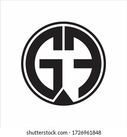 GF Logo monogram circle with piece ribbon style on white background