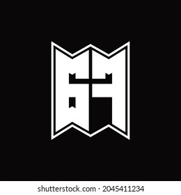 Monograma de logotipo GF con plantilla de diseño de estilo emblemático sobre fondo negro