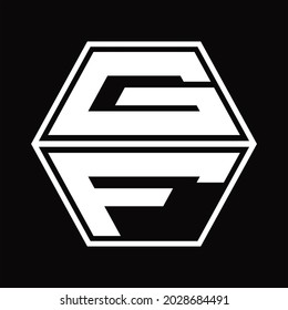 GF Logo monogram with hexagon shape up and down blackground design template