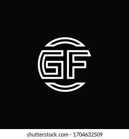 Monograma del logotipo GF con espacio negativo y plantilla de diseño redondeado de círculo redondeado