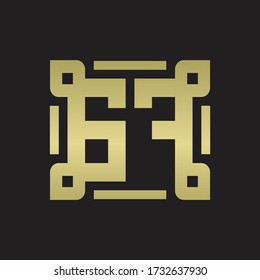 GF Logo monogram with piece line art design template
