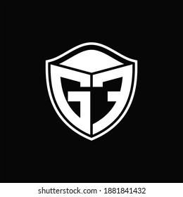 Forme de monogramme du logo GF avec modèle de conception arrondi avec contour sur fond noir