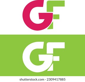 GF logo with in vector file.  GF icon design. GF initial alphabet logo design. Green pink logo design. GF in vector file.