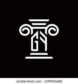 GF monogram logo with pillar style design template