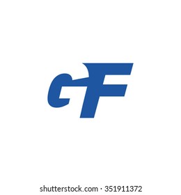 GF negative space letter logo blue