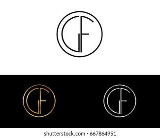 GF round circle shape initial letter logo