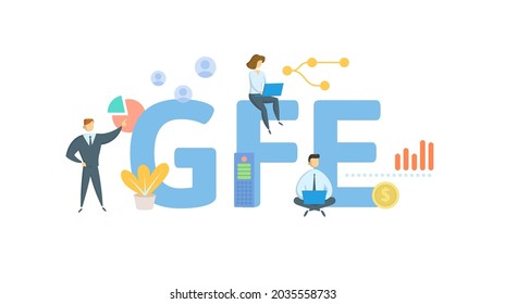 GFE, Good Faith Estimate. Concept with keyword, people and icons. Flat vector illustration. Isolated on white.