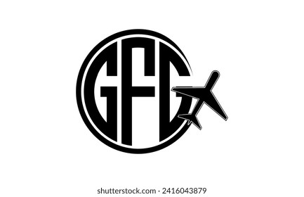 GFG initial letter tour and travel agency circle logo design vector. hajj Umrah agency, abstract, tourism agency, tourist guide, emirates, airlines, airplane flight, business, monogram, brand, company