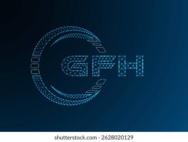 GFH baixo poli letra logotipo vetor design. GFH design de logotipo poli inferior. Logotipo poli baixo.