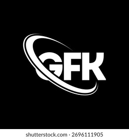Logo de GFK. Carta GFK. Diseño del logotipo de la letra GFK. Logotipo de GFK con el círculo y el logotipo del monograma en mayúsculas. Tipografía GFK para tecnología, negocio y marca inmobiliaria.