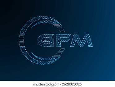 Diseño de Vector de logotipo de letra polivinílica baja GFM. Diseño de logotipo de poliéster inferior GFM. Logotipo de poliéster bajo.