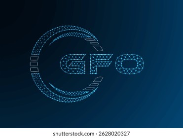 Projeto vetor de logotipo de letra poli baixo GFO. Design de logotipo GFO poli inferior. Logotipo poli baixo.