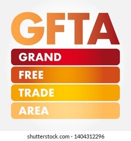 GFTA Grand Free Trade Area - project envisaged by several regional blocs in Africa in order to bring about increased intra-African trade, acronym text concept background