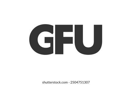 Plantilla de diseño de logotipo GFU con texto fuerte y moderno en negrita. Logotipo de Vector inicial basado en tipografía simple y mínima. Identidad de empresa de moda ideal para la presencia de la marca de las empresas.