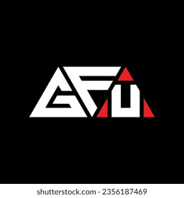 GFU triangle letter logo design with triangle shape. GFU triangle logo design monogram. GFU triangle vector logo template with red color. GFU triangular logo Simple, Elegant, and Luxurious design.