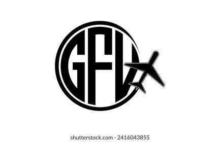 GFV initial letter tour and travel agency circle logo design vector. hajj Umrah agency, abstract, tourism agency, tourist guide, emirates, airlines, airplane flight, business, monogram, brand, company