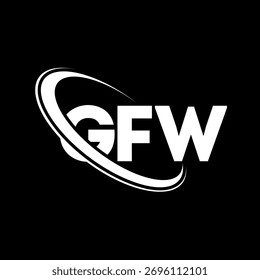 GFW-Logo. GFW-Brief. Logo-Design für GFW-Buchstaben. Initialen GFW-Logo mit Kreis und Großbuchstaben-Monogramm-Logo verbunden. GFW-Typografie für Technologie, Business und Immobilien Marke.