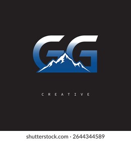 GG Creative Mountain Logo Bold Gradient Letter mark Branding Design for Business Outdoor Brands