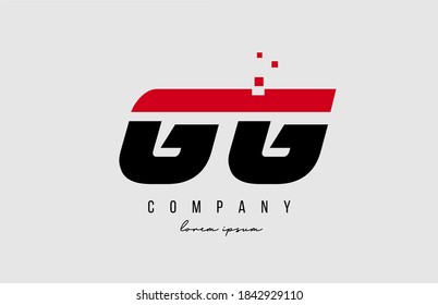 gg g g alphabet letter logo combination in red and black color. Creative icon design for business and company 