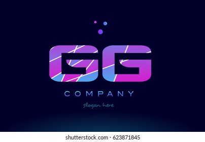 gg g g  creative color blue background pink purple magenta alphabet letter company logo vector icon