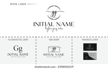 gg, g and g,  Initial branding kit Luxury-Premium Vector Logo