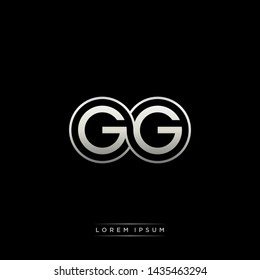 GG G initial letter linked circle capital monogram logo modern template silver color edition