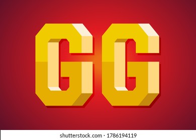 GG, good game speech. 3d text design. vector illustration