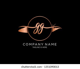GG handwriting initial  logo vector