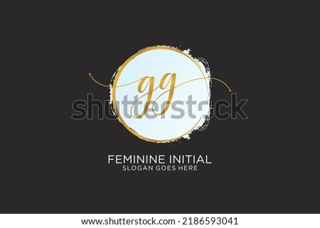 GG handwriting logo with circle template vector signature, wedding, fashion, floral and botanical with creative template.
