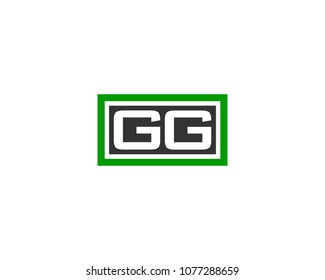 GG initial box letter logo template vector