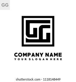 GG initial box letter logo template vector
