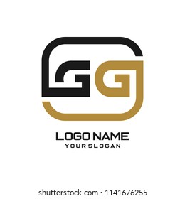 GG initial box letter logo template vector