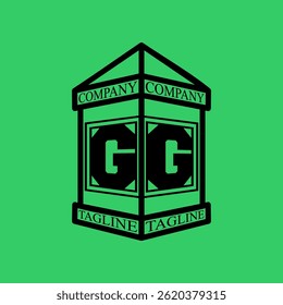 GG Initial Explore this unique collection of alphabet house logos,featuring stylish letter combinations inside a geometric house outline. Perfect for branding, real estate businesses, graphic design