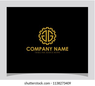 GG initial gear technology logo design vector eps 10