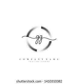 GG initial handwriting logo template vector