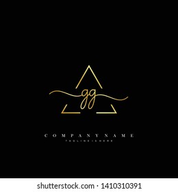 GG initial handwriting logo template vector