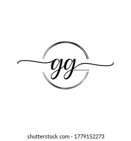 GG Initial handwriting logo vector
