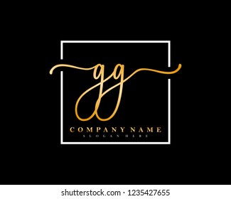 GG Initial handwriting square minimalist logo vector