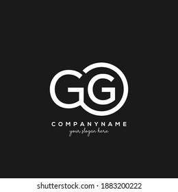 GG Initial letter logo in round white monogram circle on black background