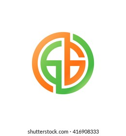 GG initial letters loop linked circle logo orange green