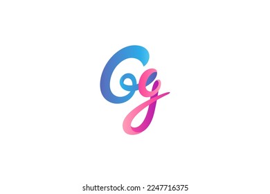 Gg initial lowercase and uppercase letter logo with 3d design in color gradients