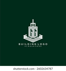 GG initial monogram building logo for real estate