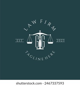 GG initial monogram for lawfirm logo with scale design vector