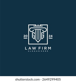 GG initial monogram logo for lawfirm with pillar design in creative square