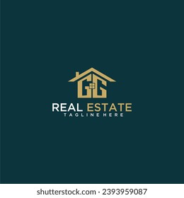 GG initial monogram logo for real estate with home shape creative design