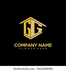 GG initial monogram logo for real estate with creative building style design