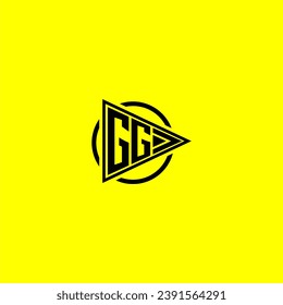 Logo inicial de GG en monograma con diseño de triángulo