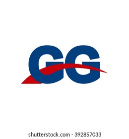 GG initial overlapping swoosh letter logo blue red